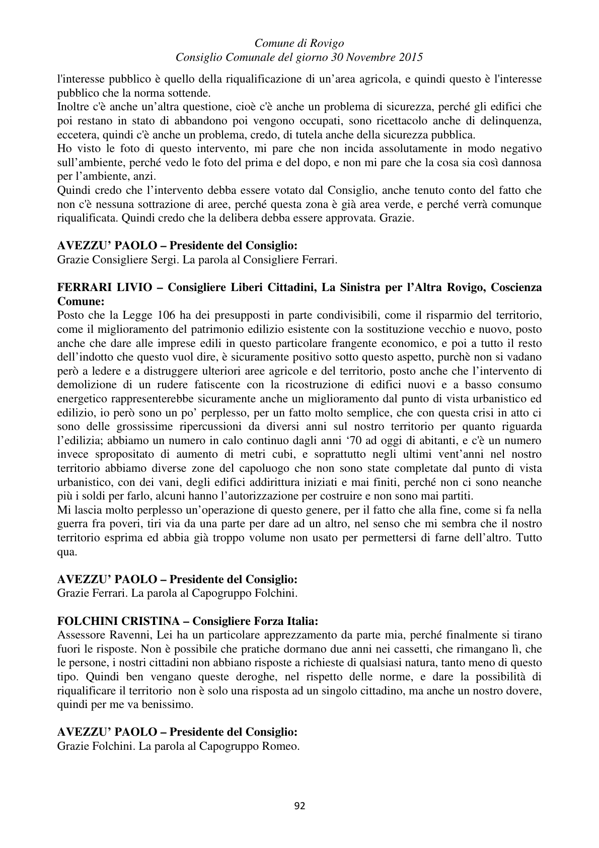 Pagina 92 del verbale