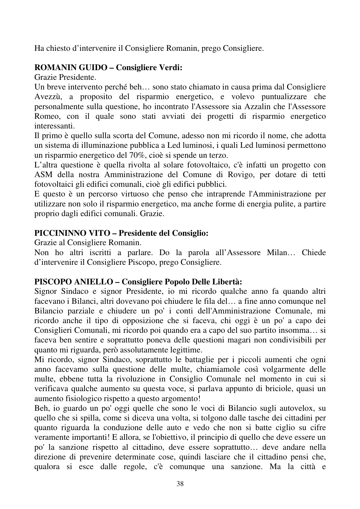 Pagina 38 del verbale