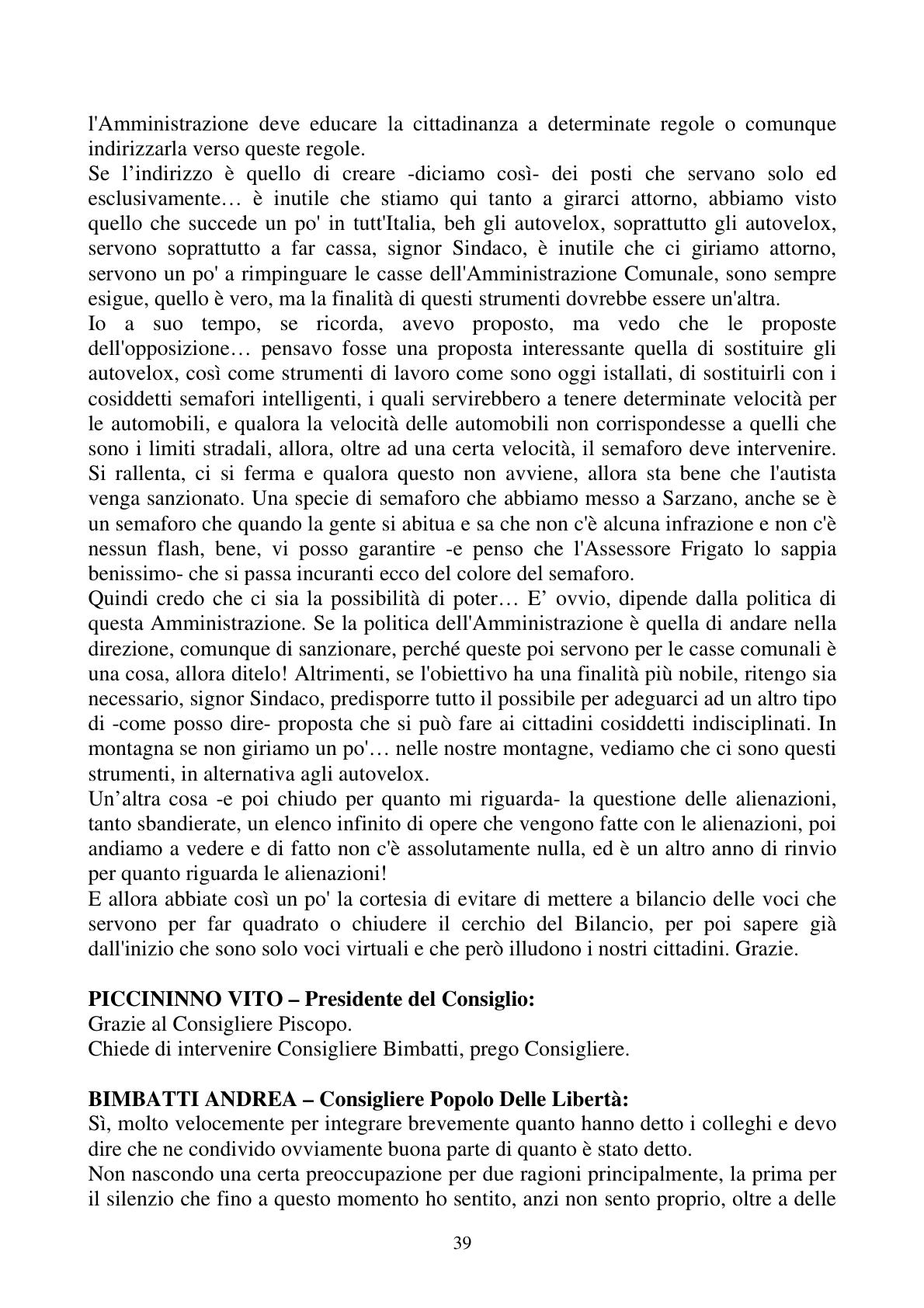 Pagina 39 del verbale