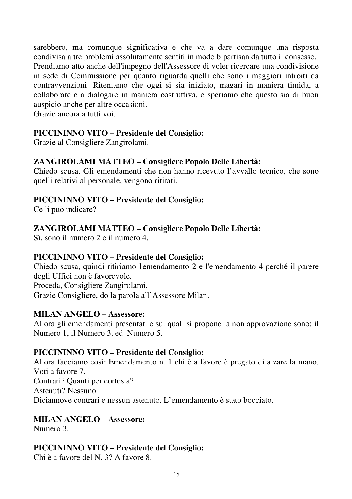 Pagina 45 del verbale