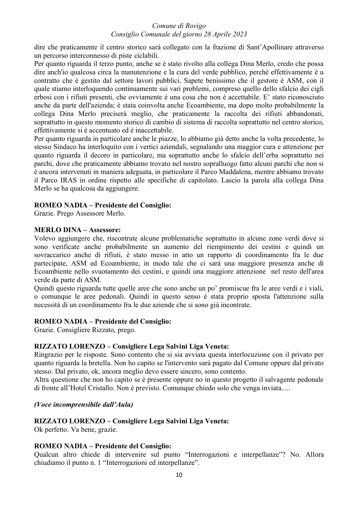 Pagina 10 del verbale