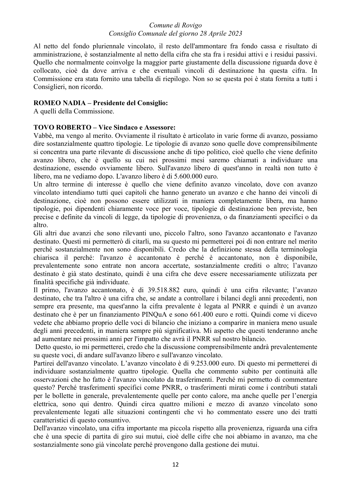 Pagina 12 del verbale