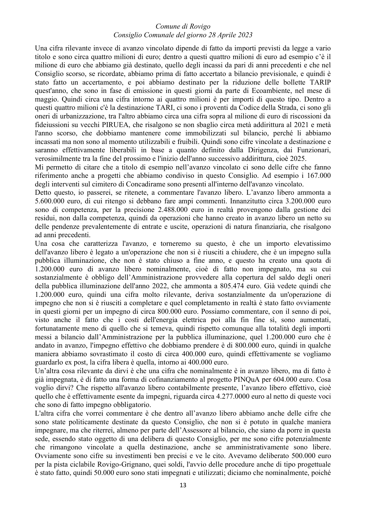 Pagina 13 del verbale