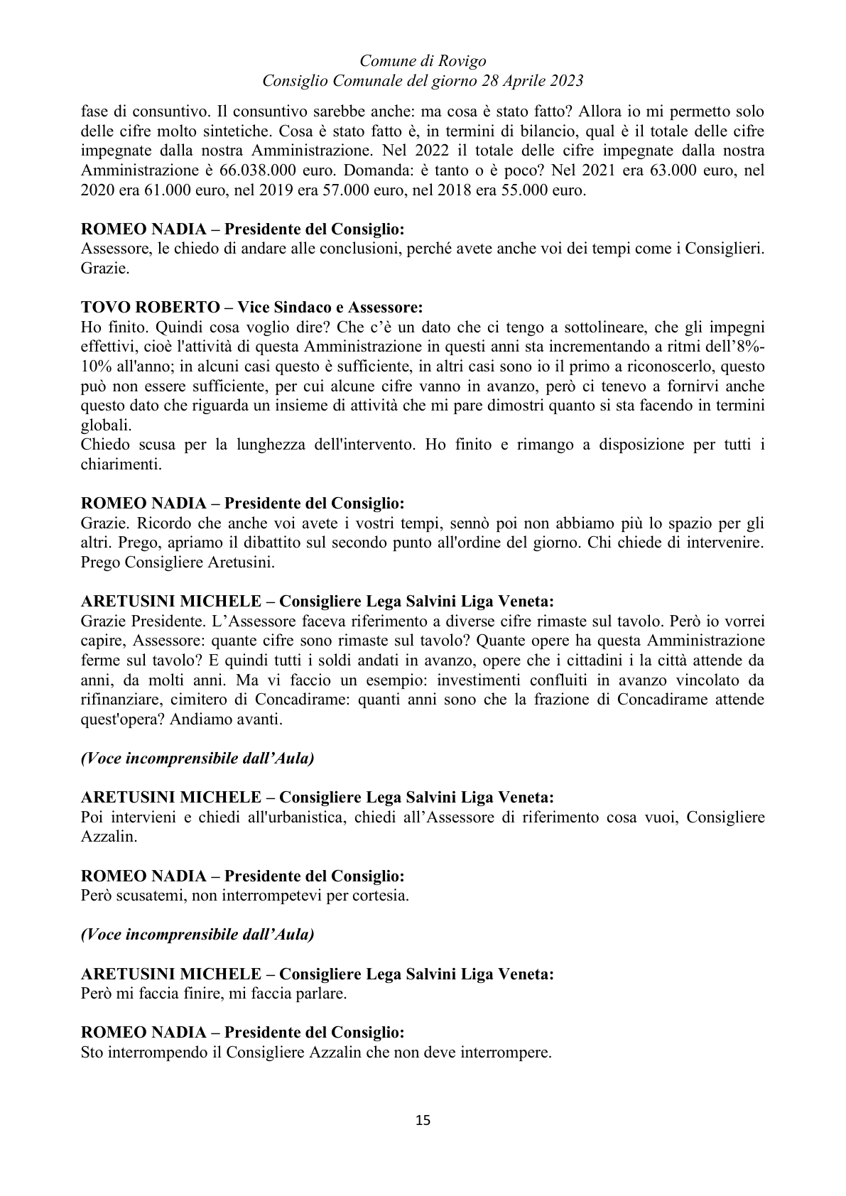 Pagina 15 del verbale