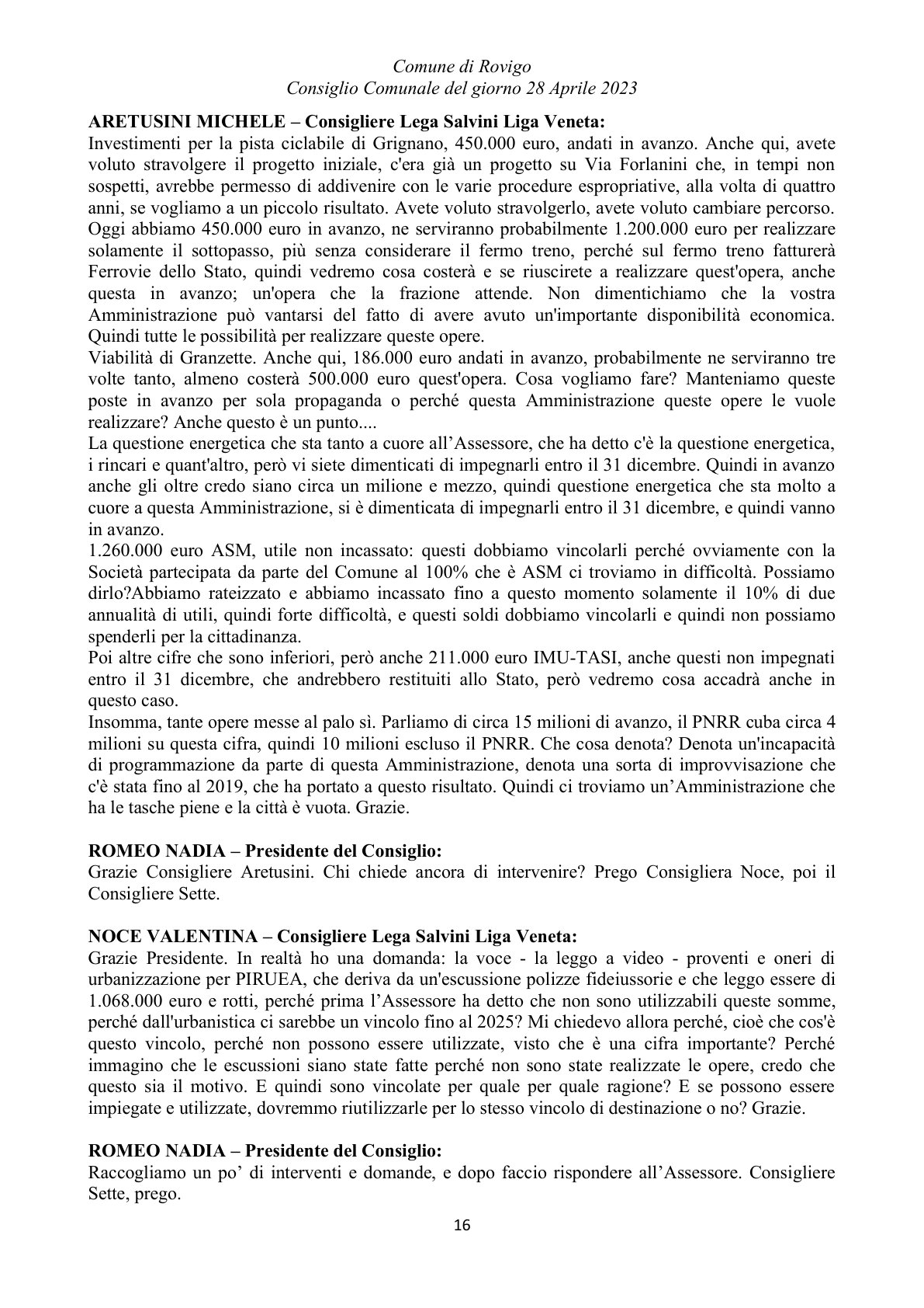 Pagina 16 del verbale