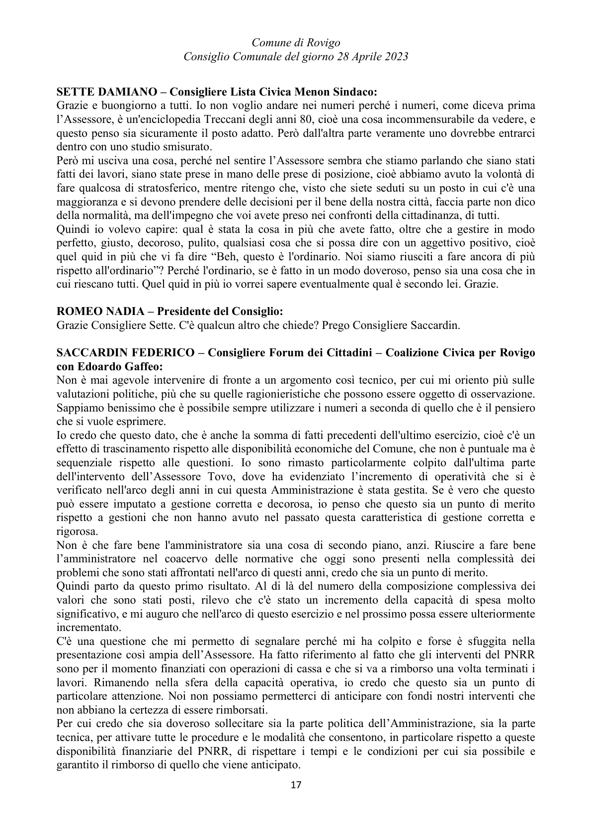 Pagina 17 del verbale