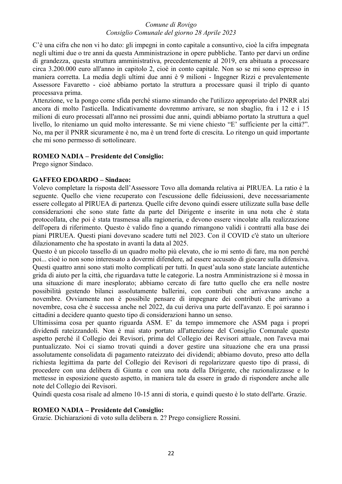 Pagina 22 del verbale