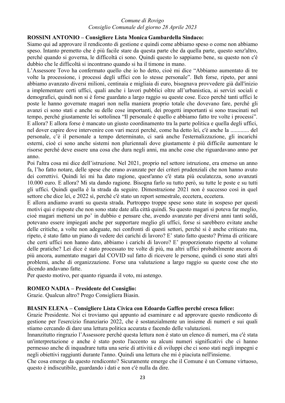 Pagina 23 del verbale