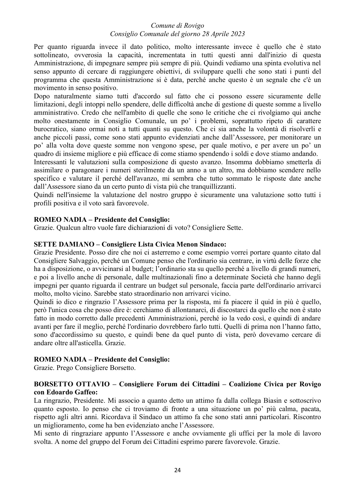 Pagina 24 del verbale