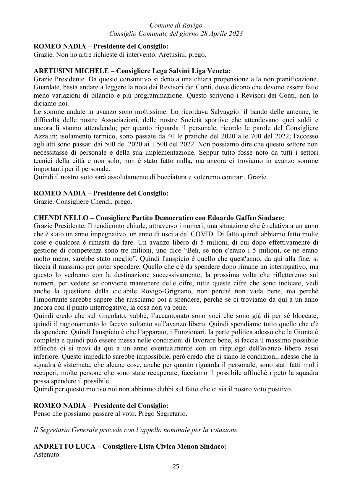 Pagina 25 del verbale