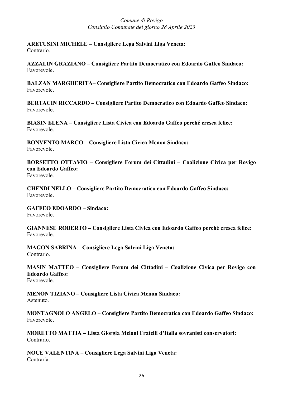 Pagina 26 del verbale