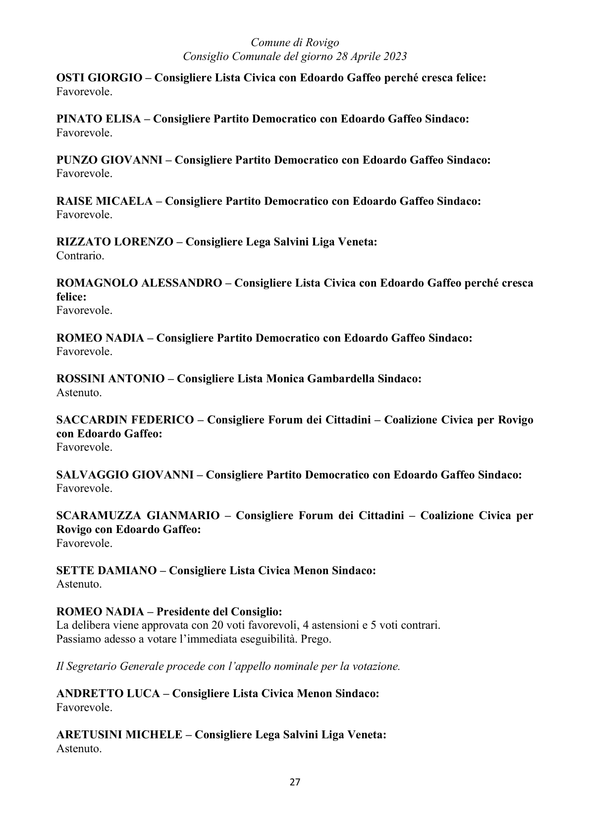 Pagina 27 del verbale
