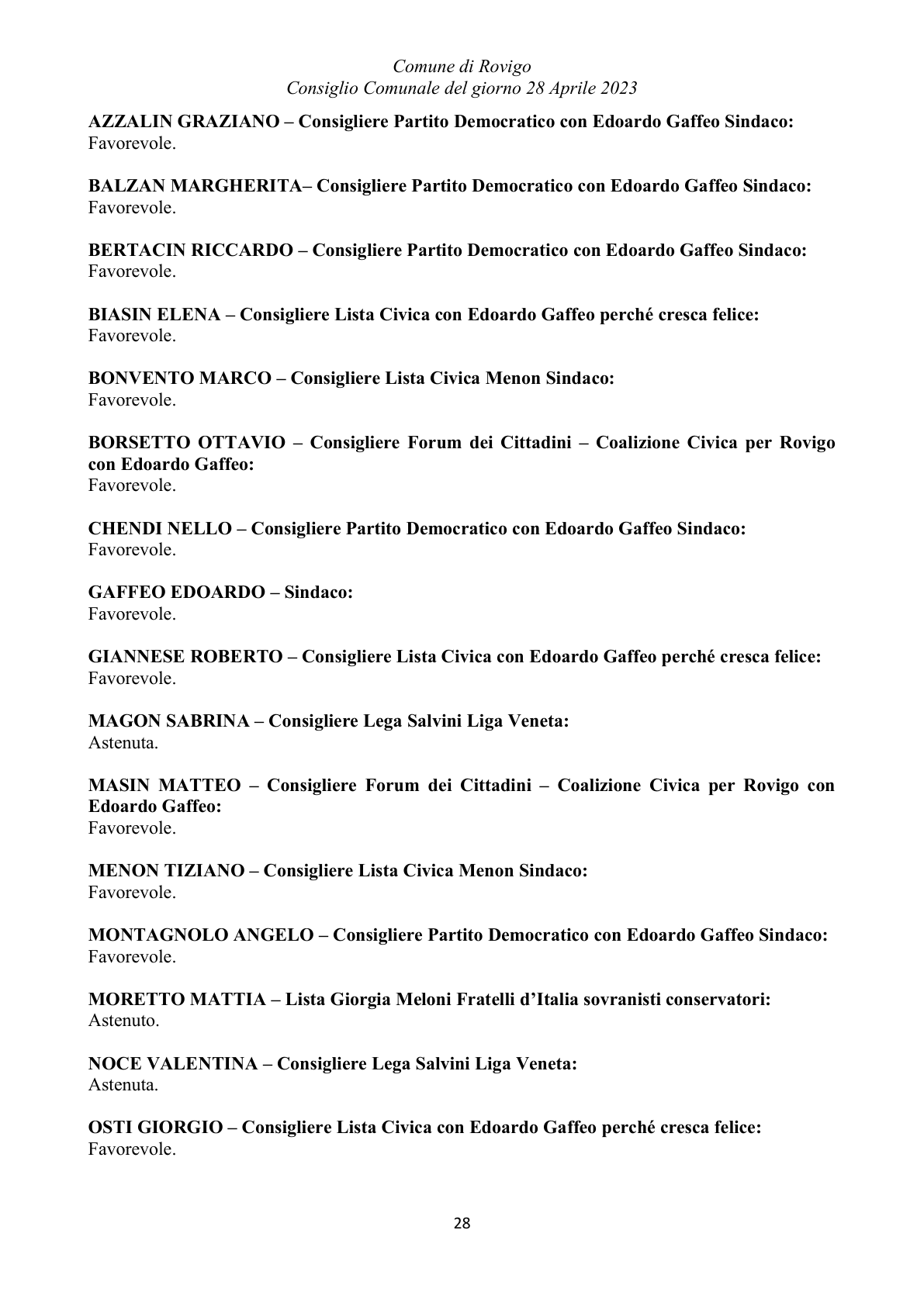 Pagina 28 del verbale