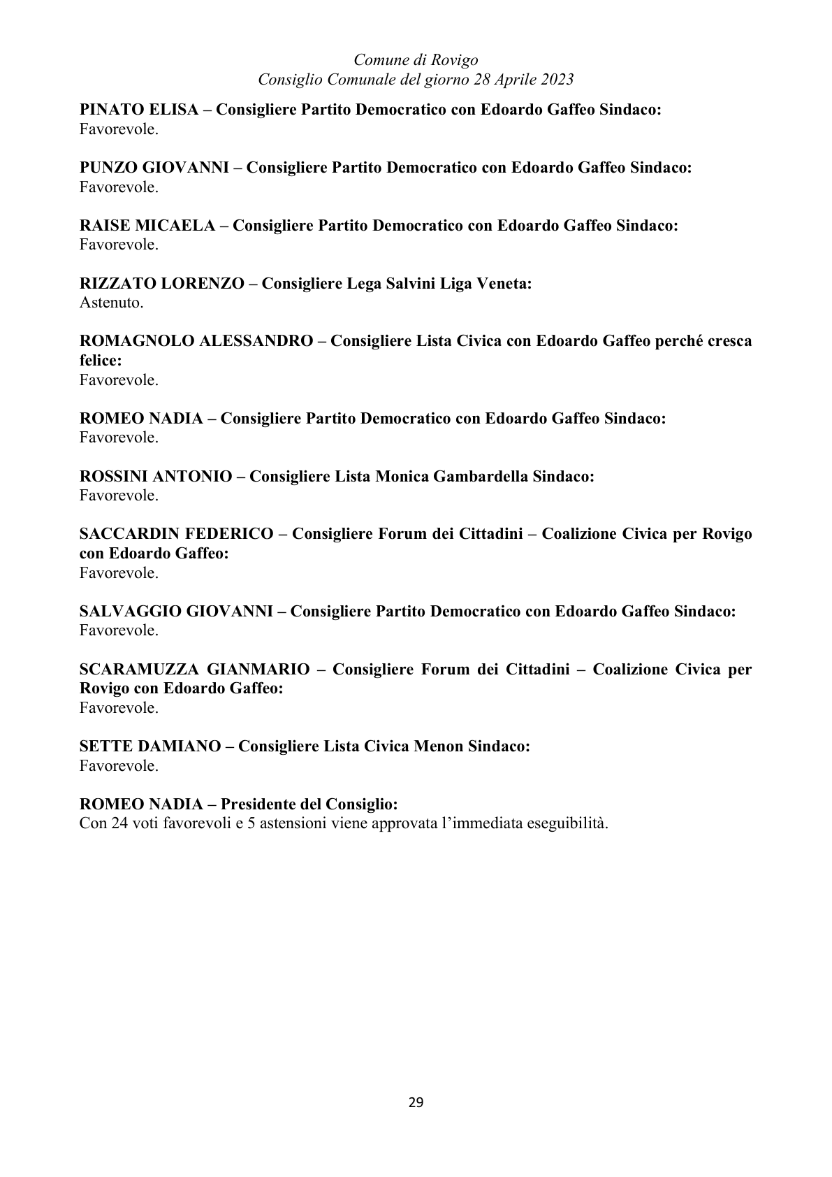 Pagina 29 del verbale