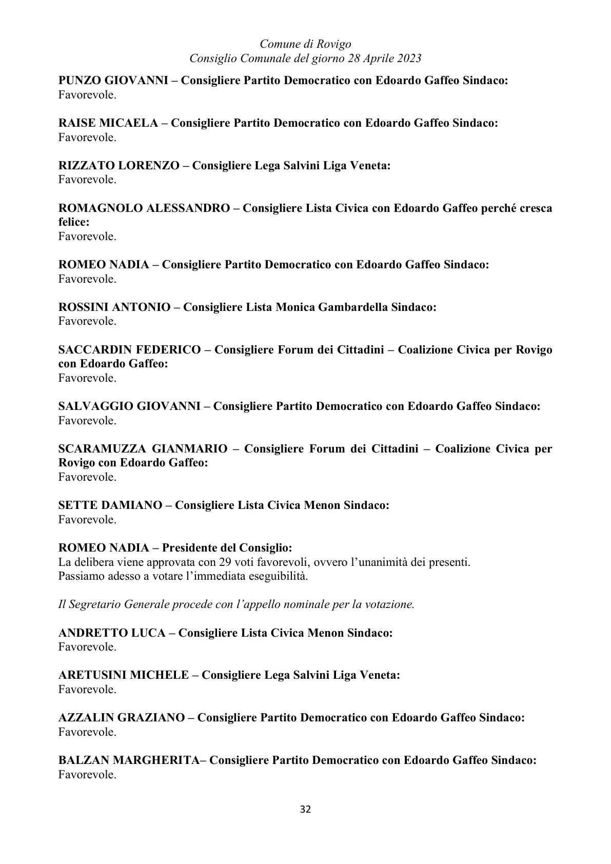 Pagina 32 del verbale