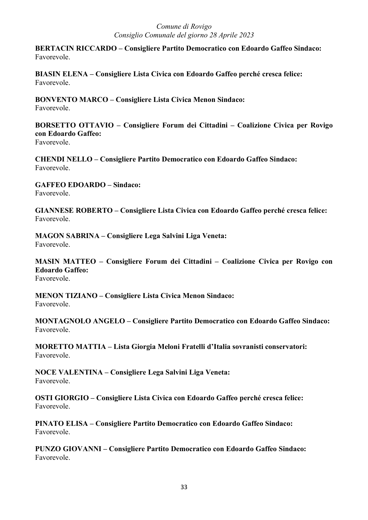 Pagina 33 del verbale