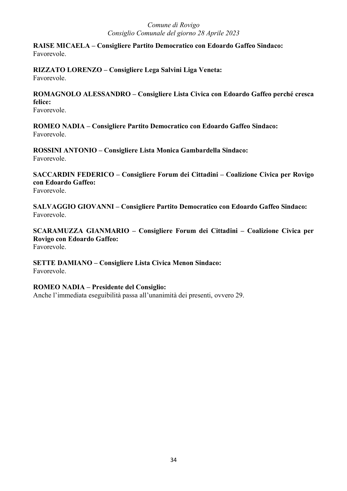 Pagina 34 del verbale
