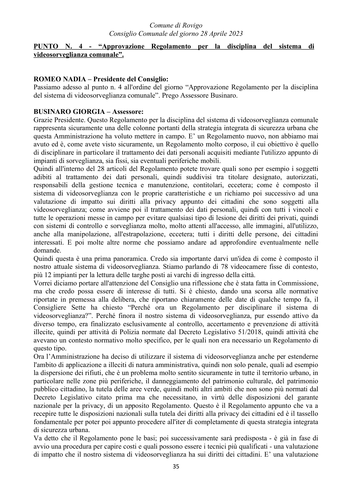 Pagina 35 del verbale