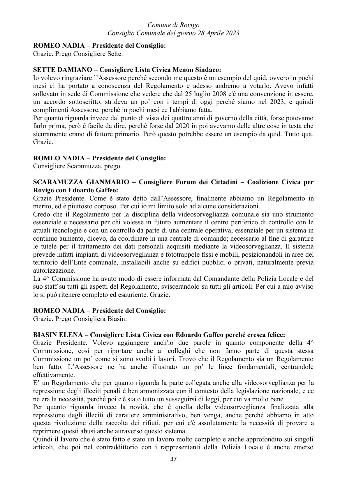 Pagina 37 del verbale