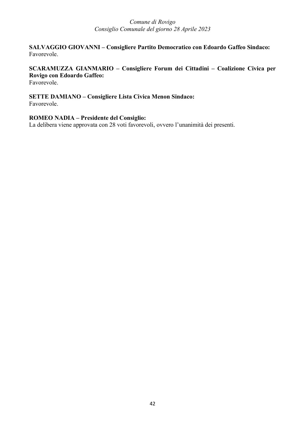 Pagina 42 del verbale