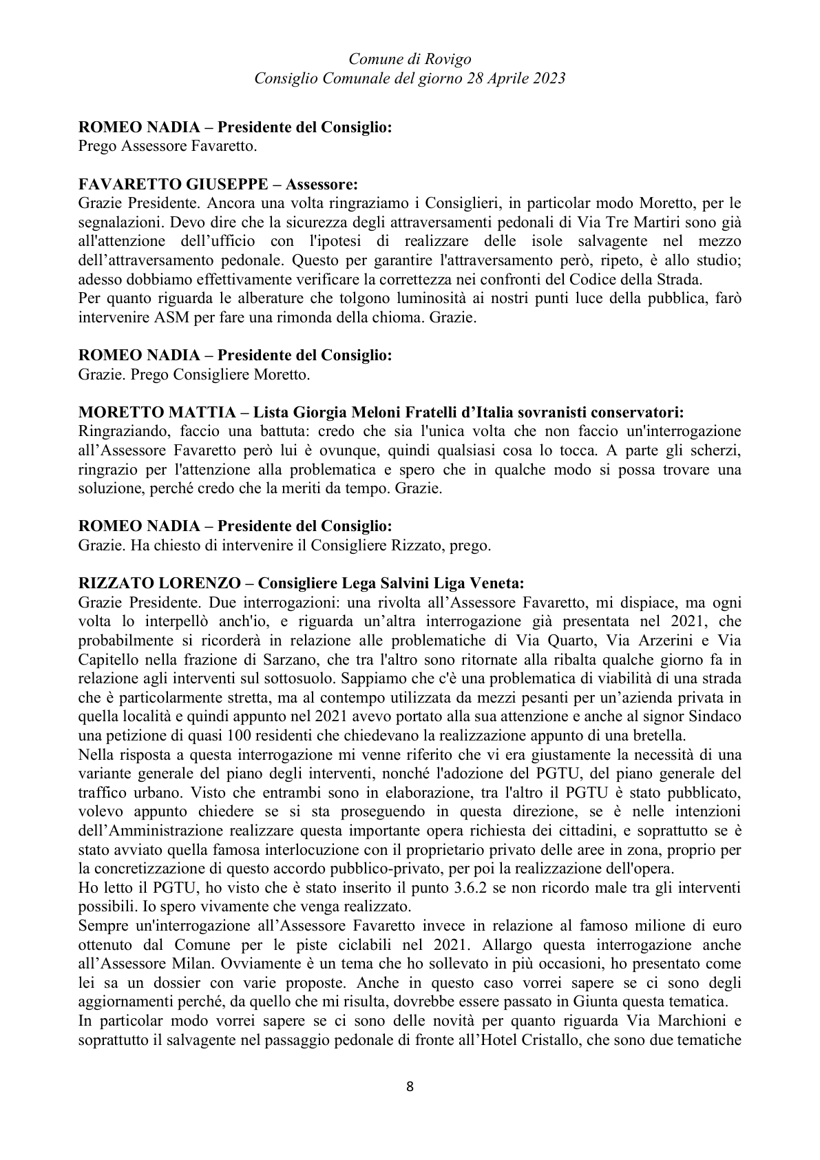 Pagina 8 del verbale