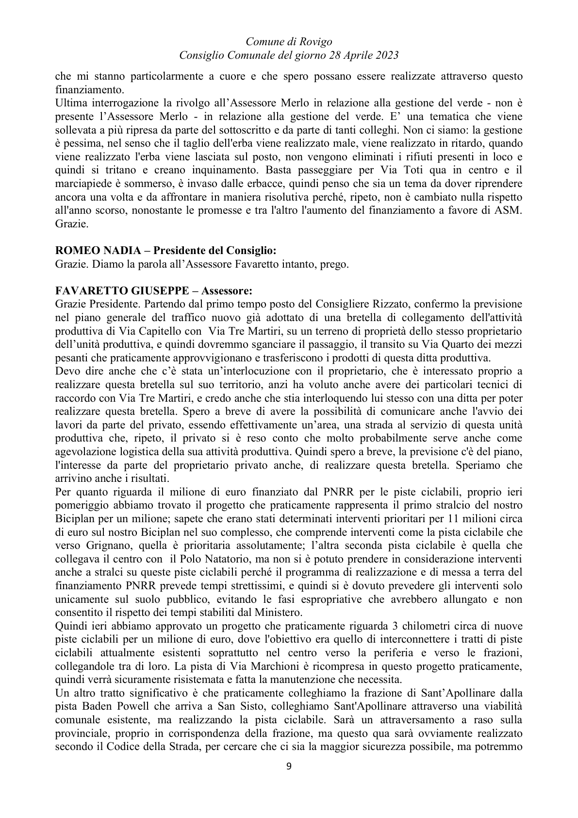 Pagina 9 del verbale