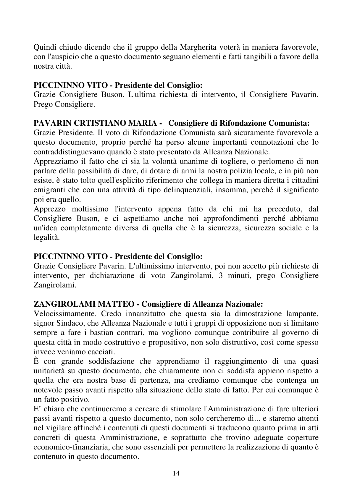 Pagina 14 del verbale