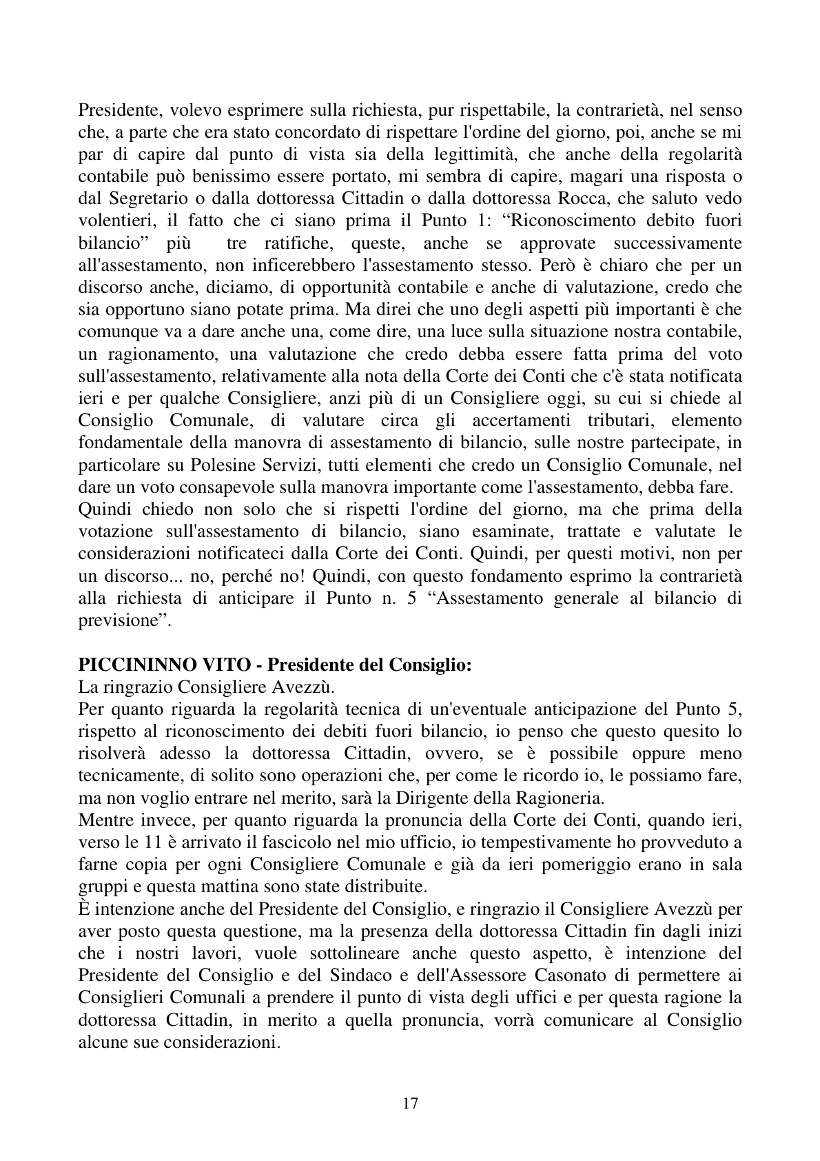 Pagina 17 del verbale