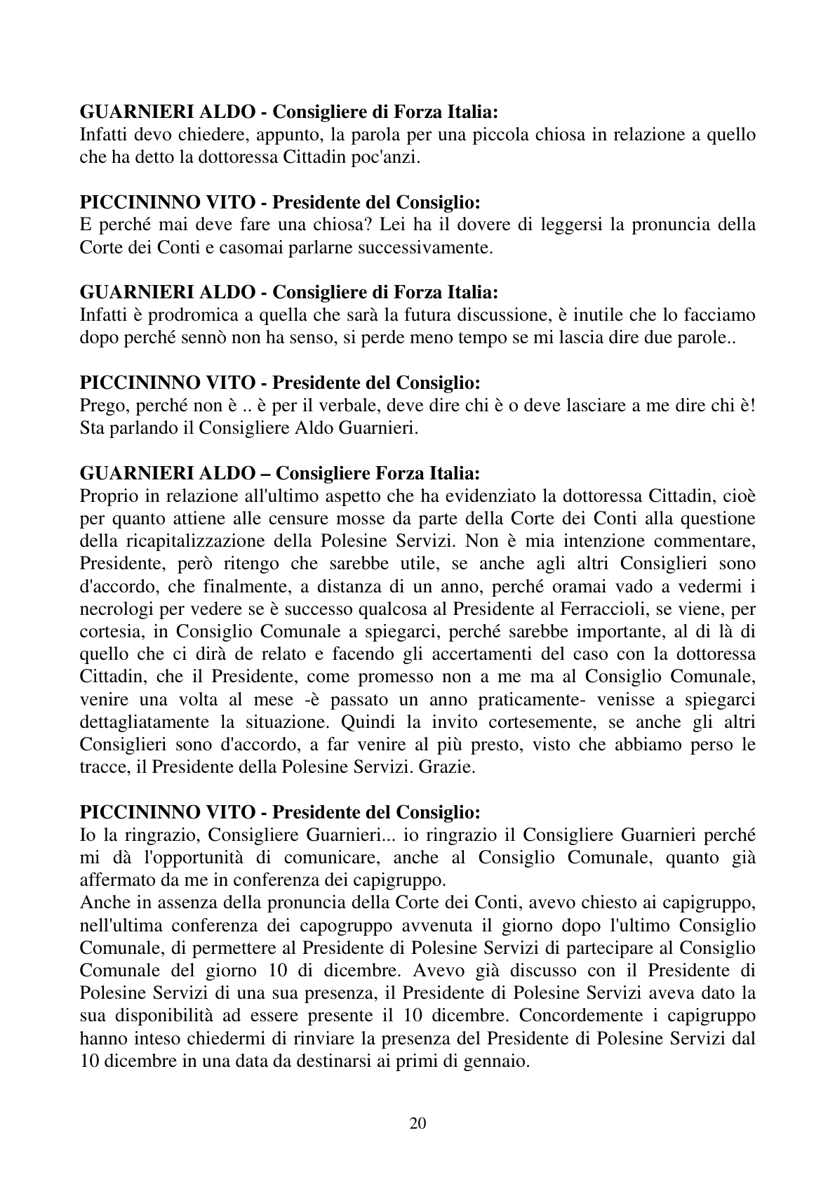 Pagina 20 del verbale
