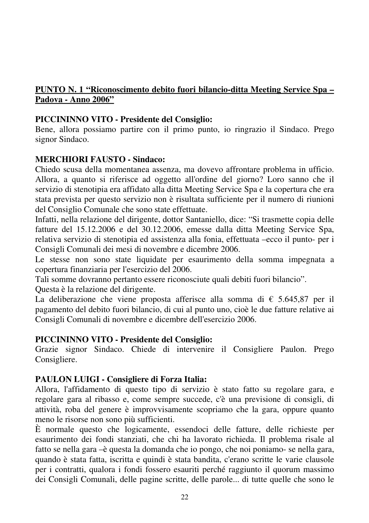 Pagina 22 del verbale