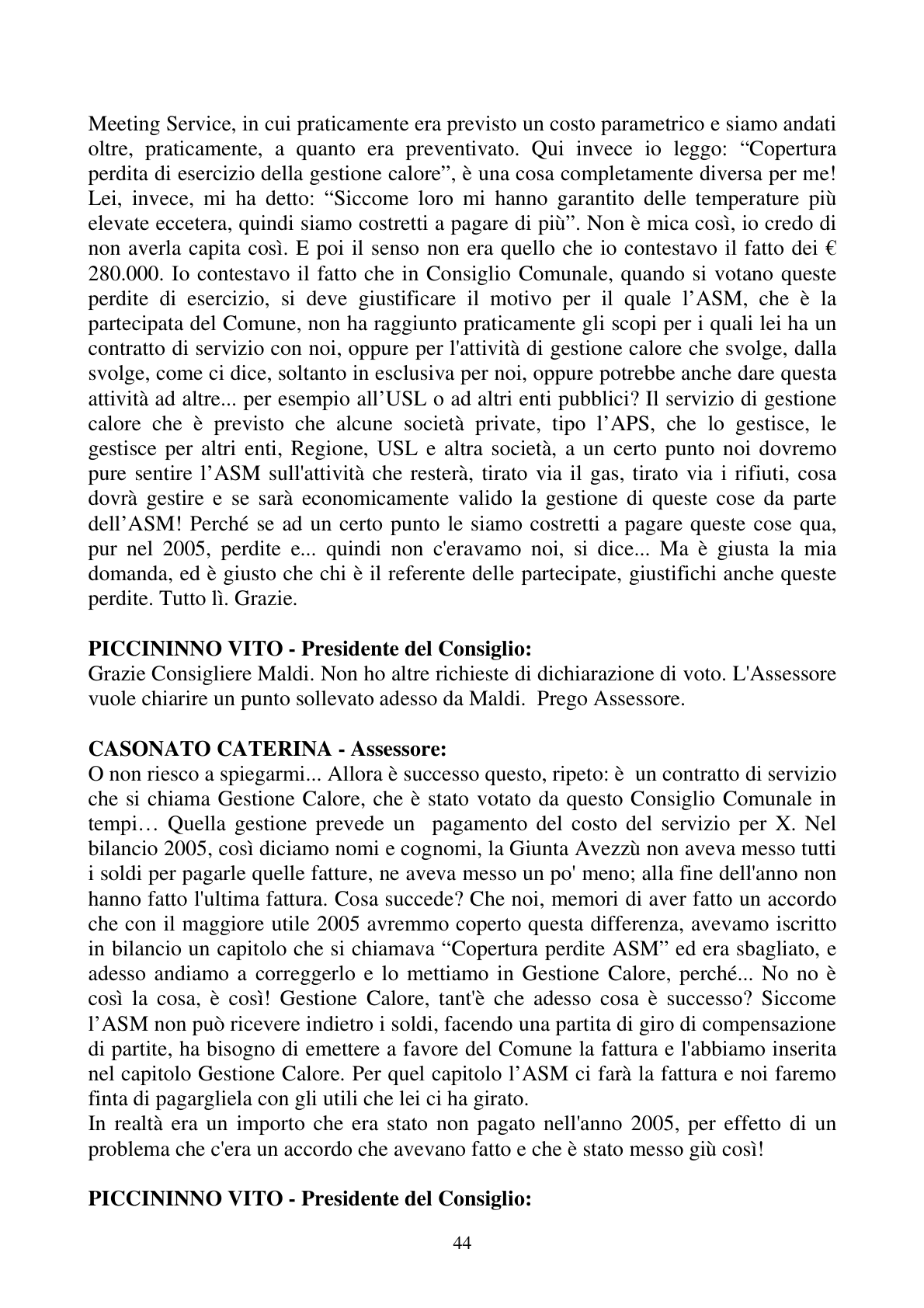 Pagina 44 del verbale