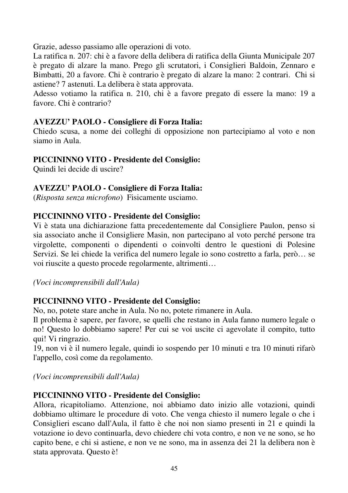 Pagina 45 del verbale