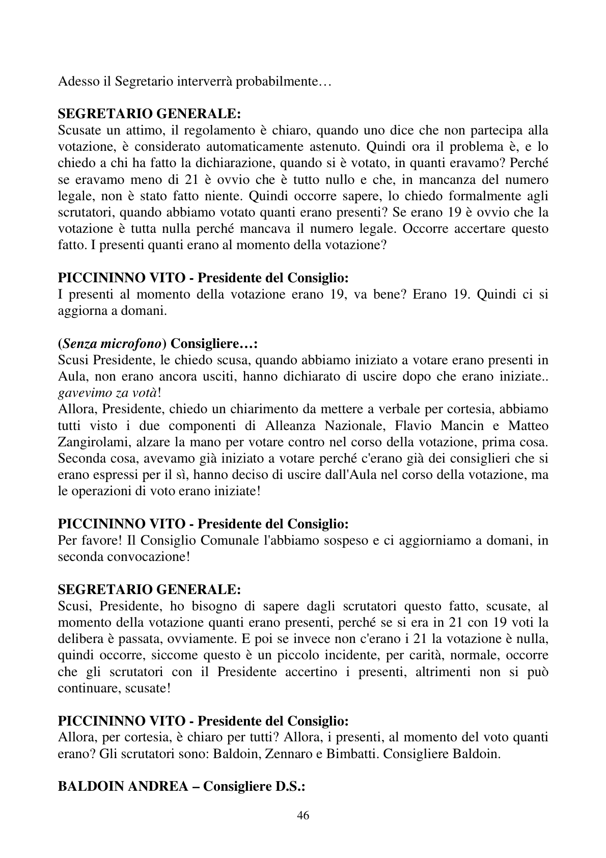 Pagina 46 del verbale