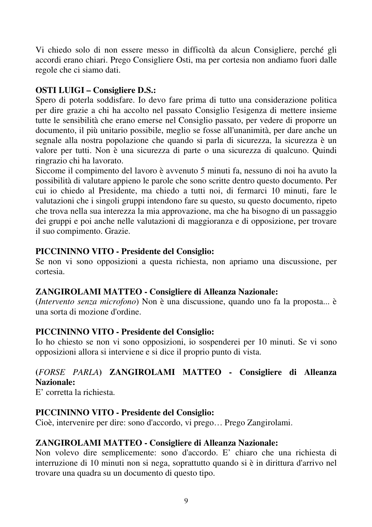 Pagina 9 del verbale