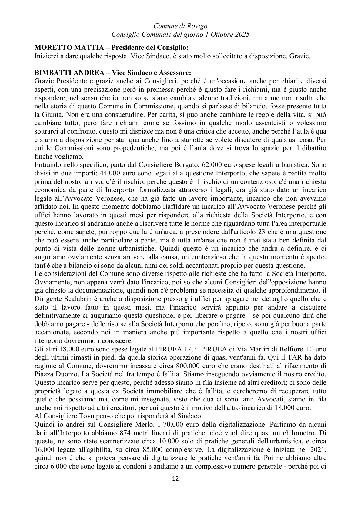 Pagina 12 del verbale