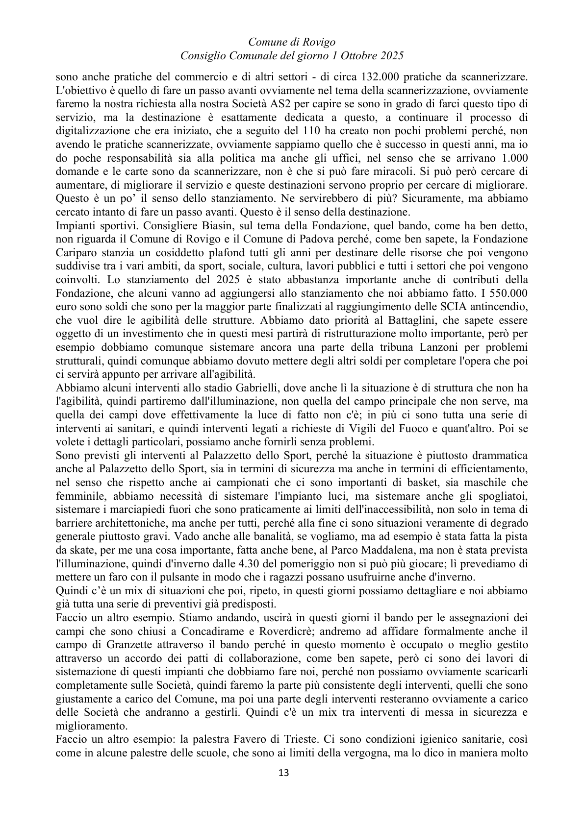 Pagina 13 del verbale