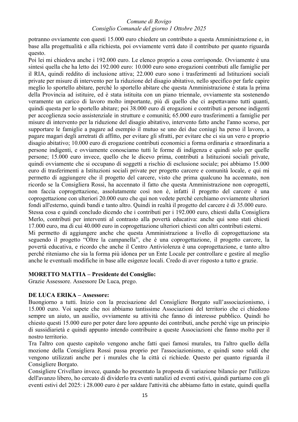 Pagina 15 del verbale