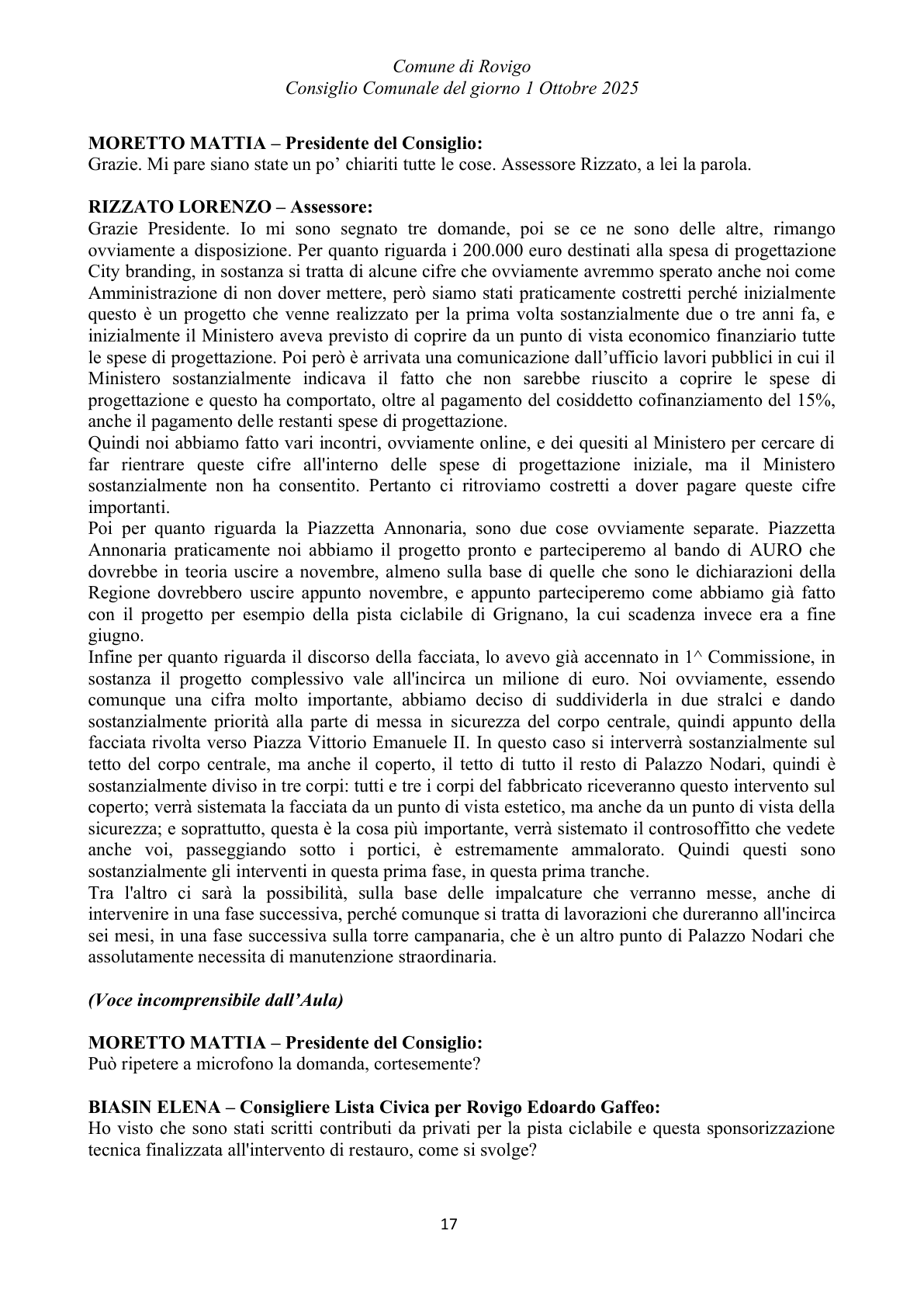 Pagina 17 del verbale