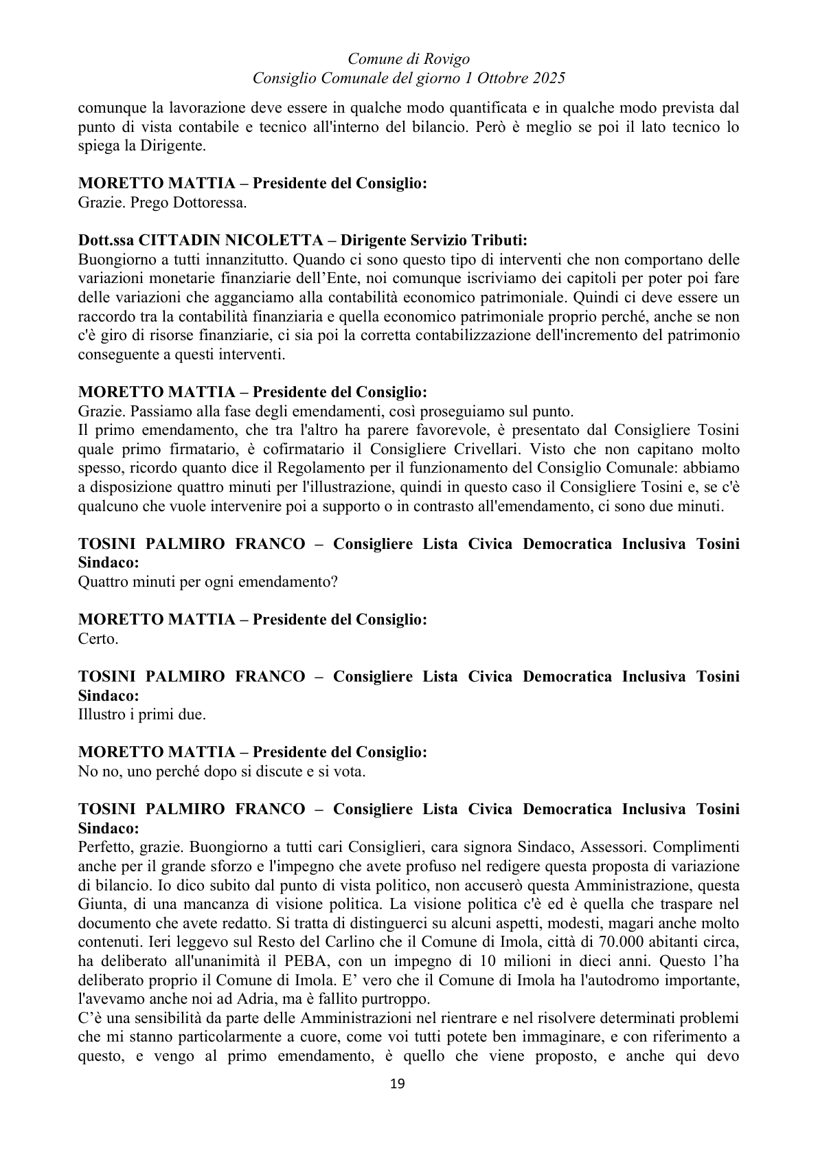 Pagina 19 del verbale