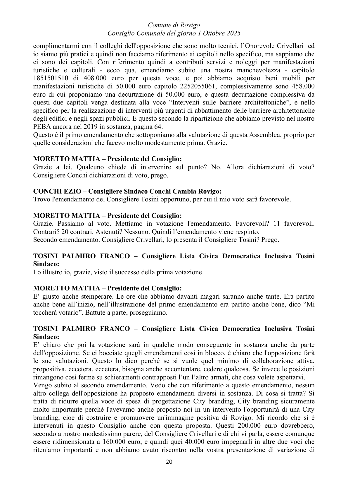 Pagina 20 del verbale