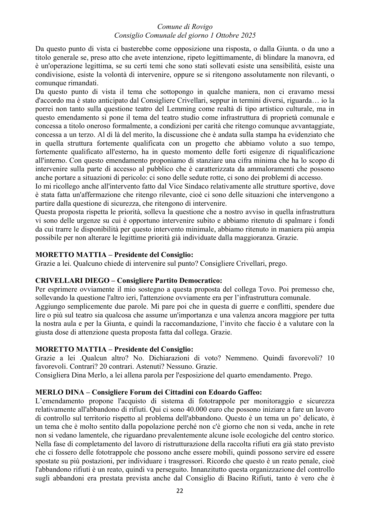Pagina 22 del verbale