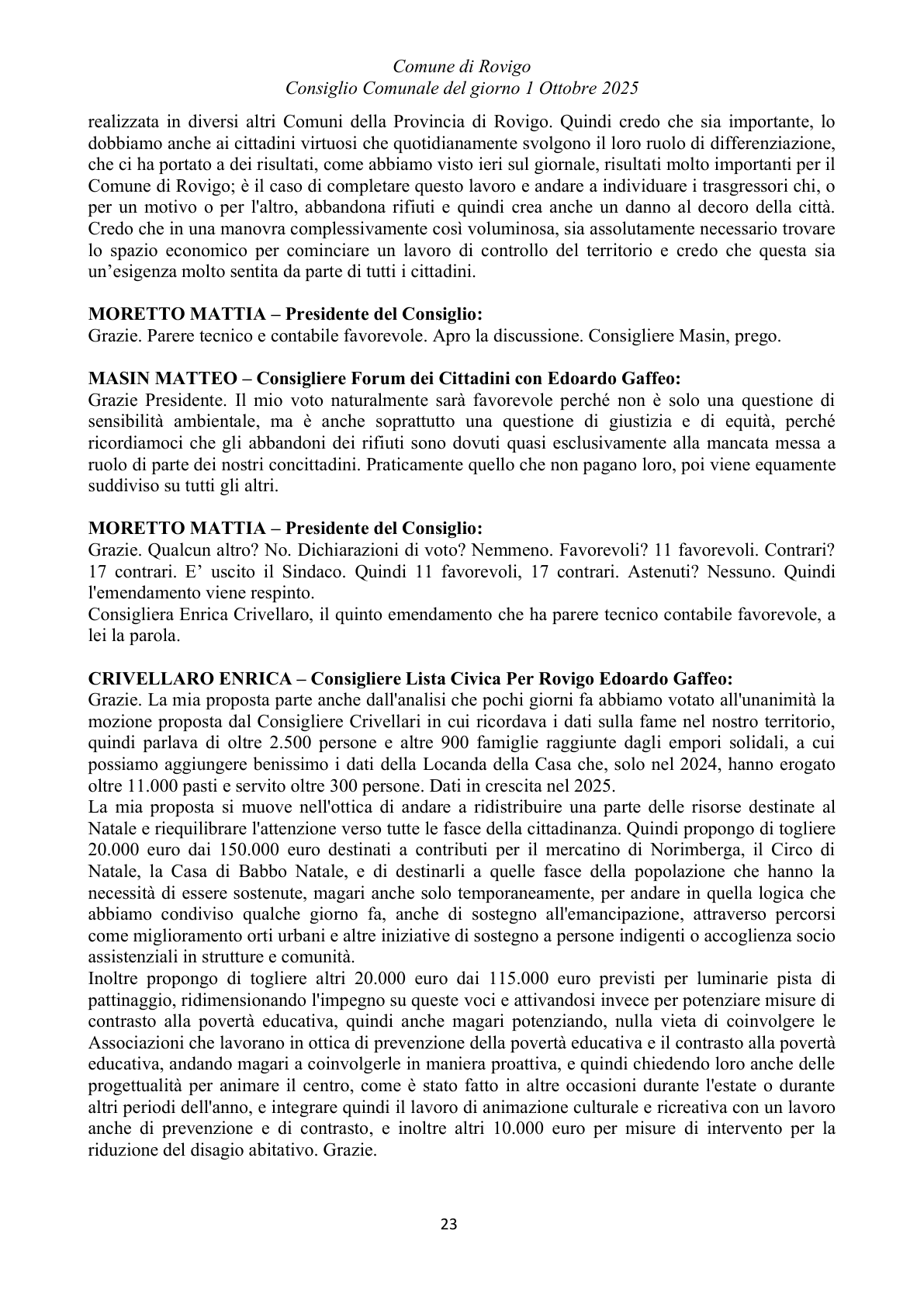 Pagina 23 del verbale