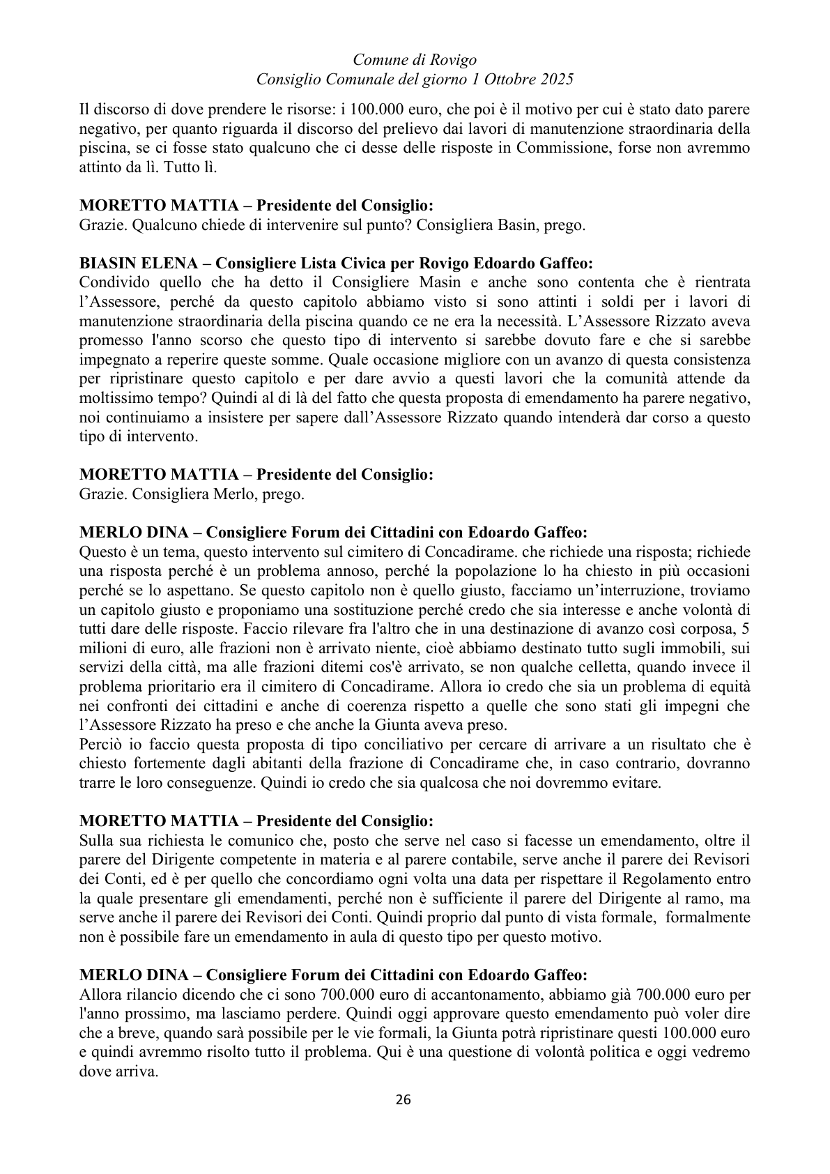 Pagina 26 del verbale
