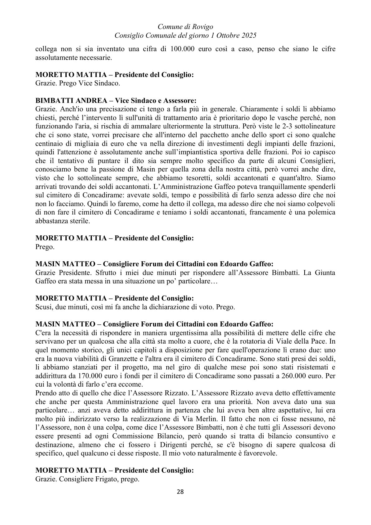 Pagina 28 del verbale