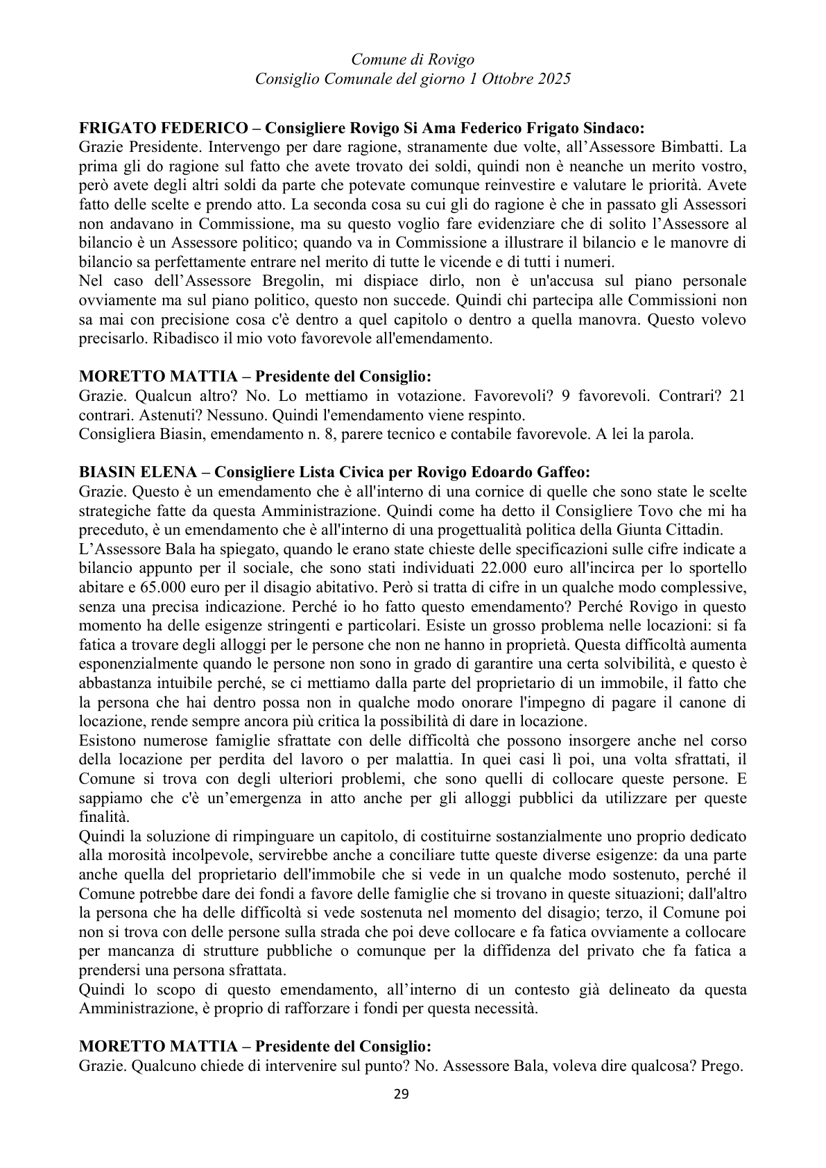 Pagina 29 del verbale