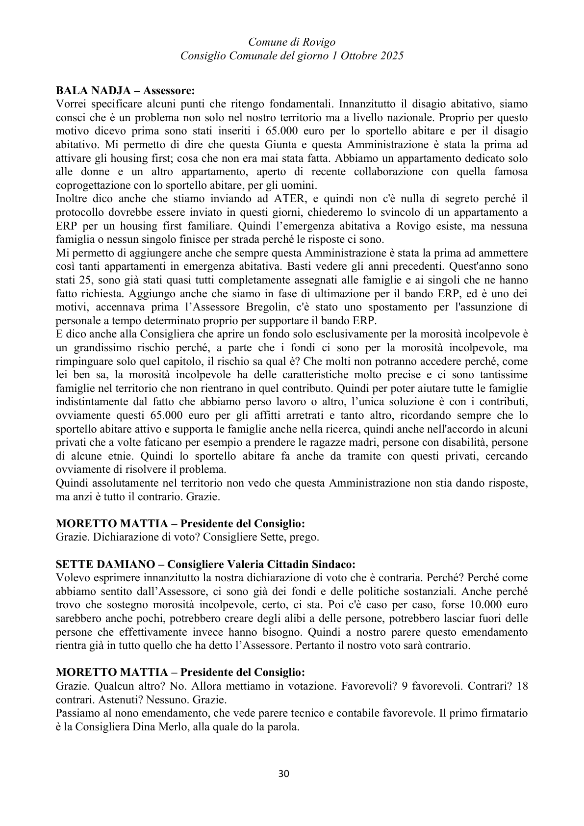 Pagina 30 del verbale