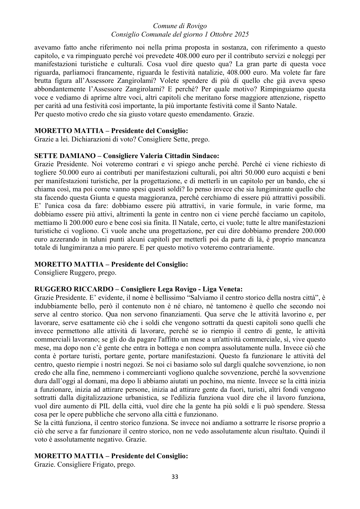 Pagina 33 del verbale