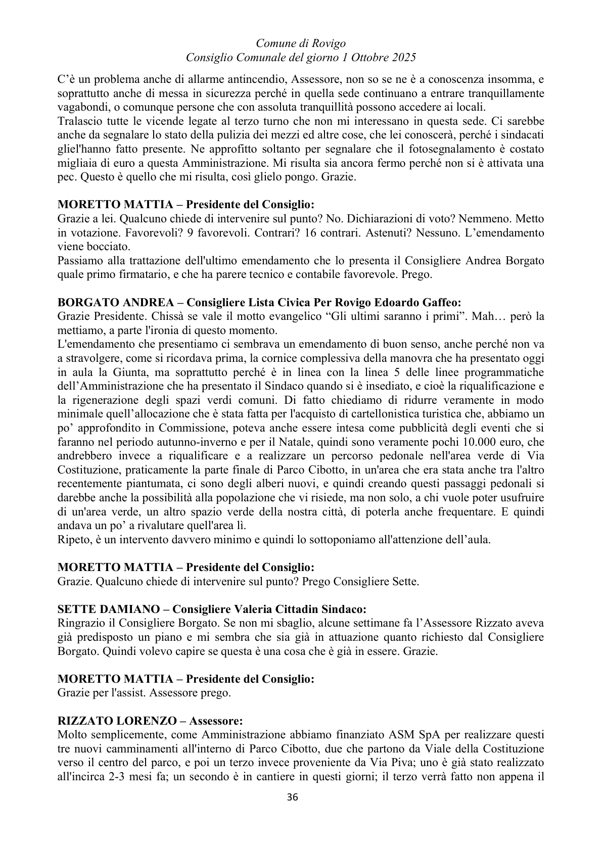 Pagina 36 del verbale