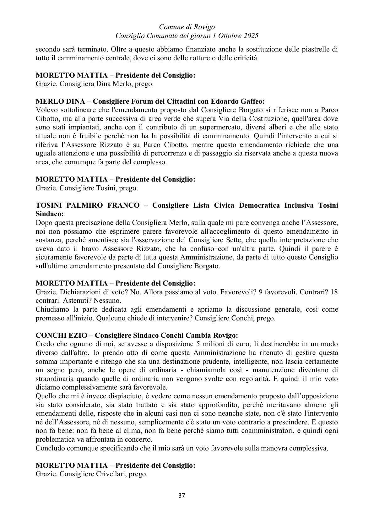 Pagina 37 del verbale