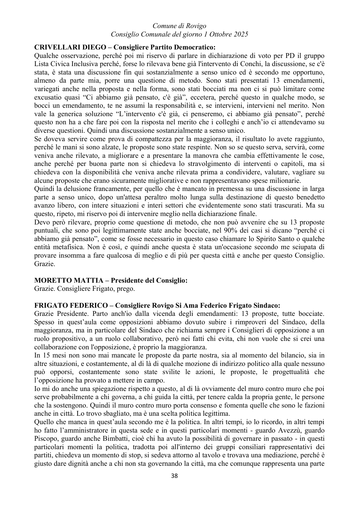 Pagina 38 del verbale